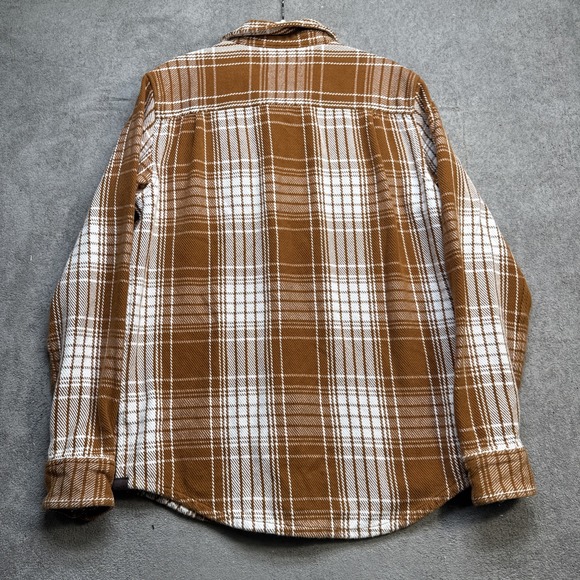 Outerknown Men's Brown White Plaid Blanket Shirt Small Organic Cotton Flannel - Picture 9 of 11